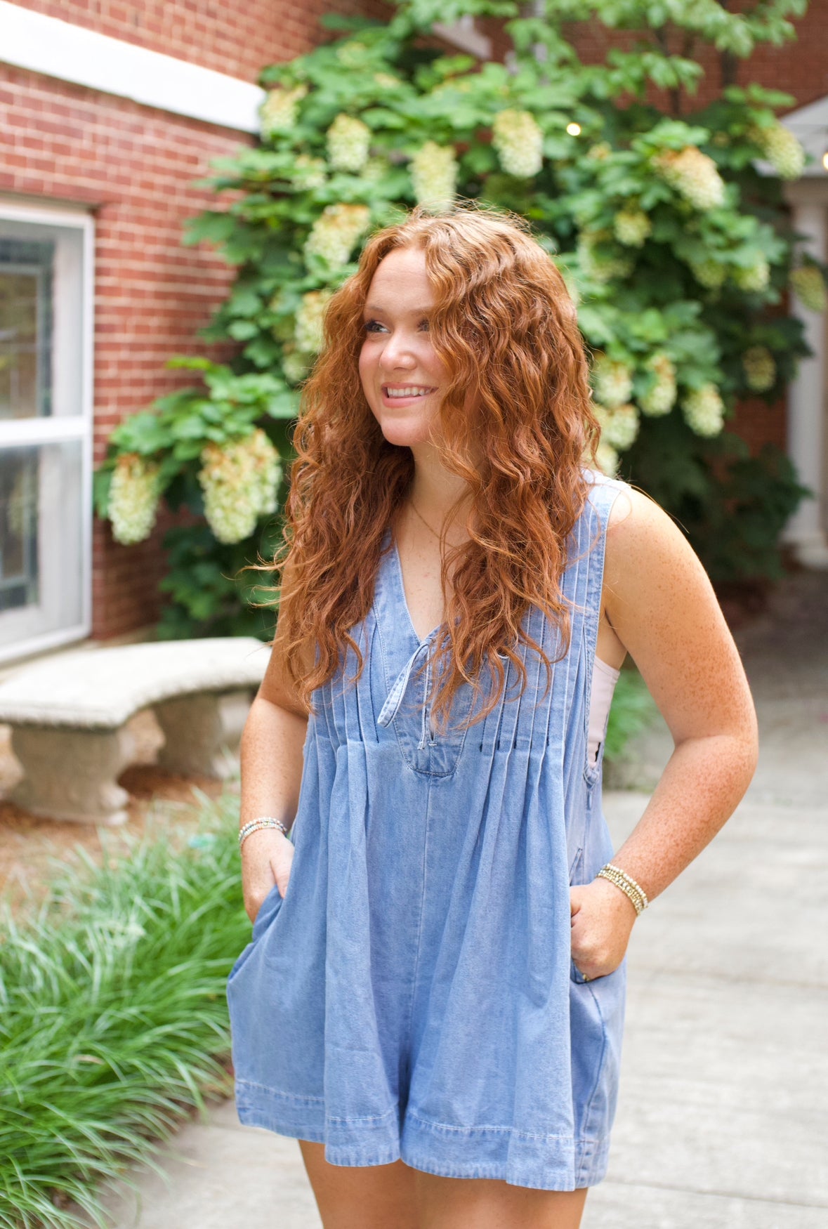 Tie-Front Denim Romper