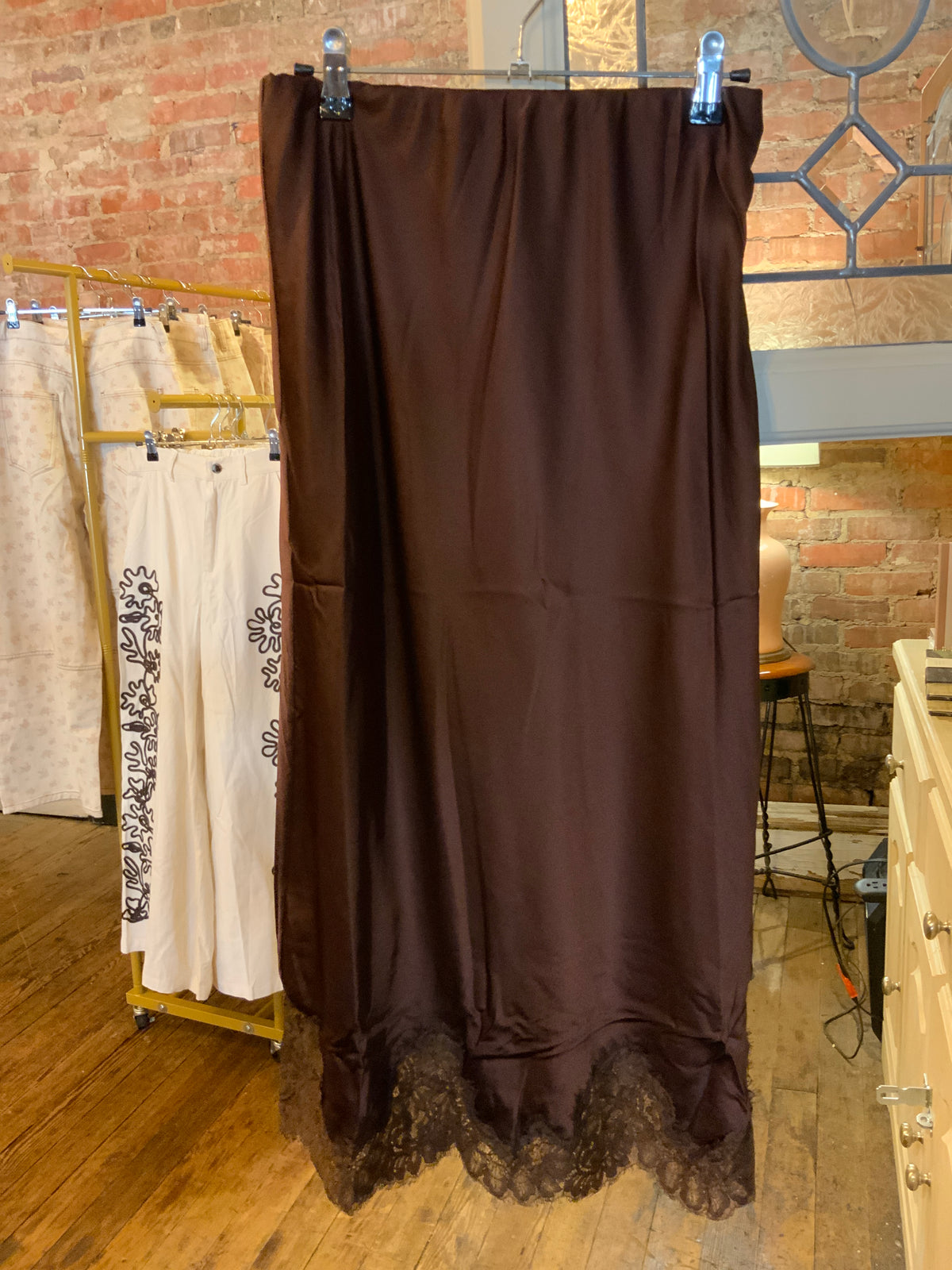 Espresso Silk with Lace skirt