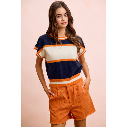 GAMEDAY THEME COLORBLOCK REALXED FIT KNIT TOP