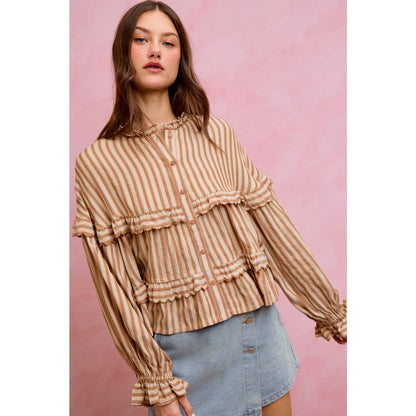 VARIEGATED STRIPE REVERSIBLE FLOWY BOHO TOP