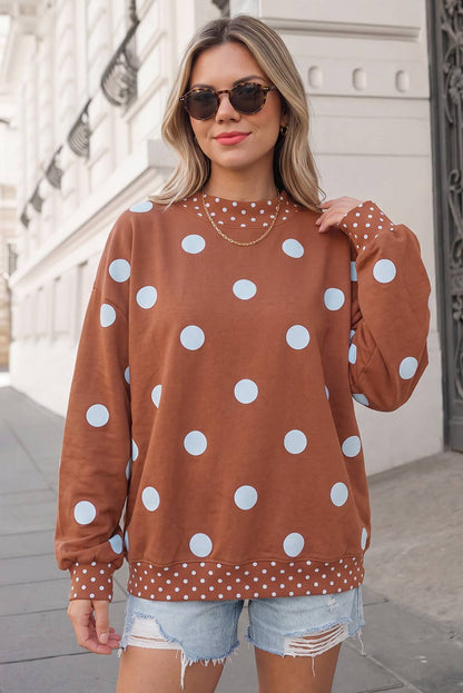 Polka Dot Print Mockneck Oversized Pullover | S-XL