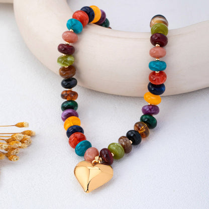 Multicolor Rochelle Bead Heart Pendant Necklace sm