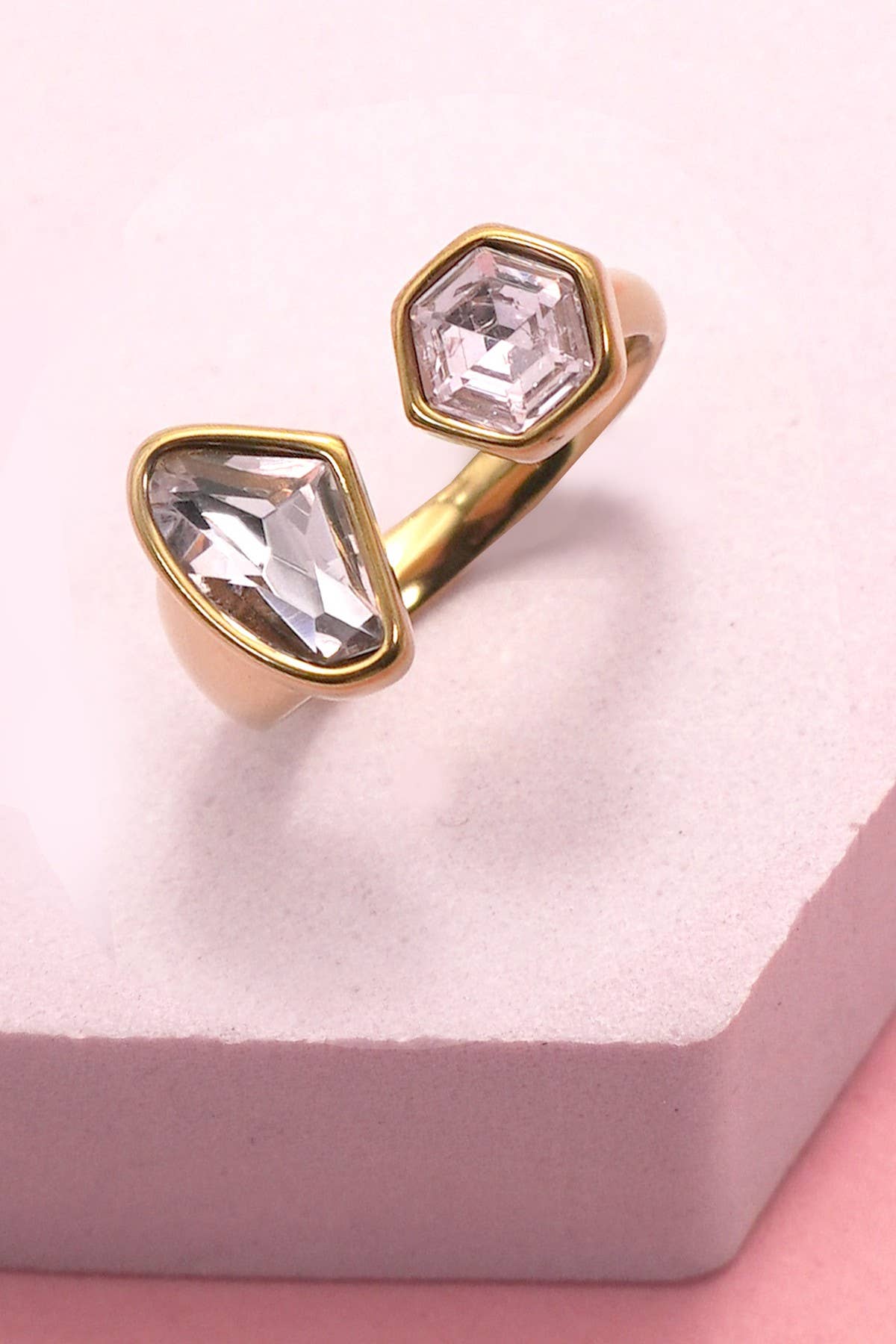18K STAINLESS STEEL TARNISH FREE  RHINESTONE RING
