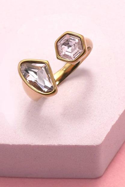18K STAINLESS STEEL TARNISH FREE  RHINESTONE RING