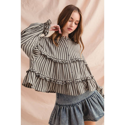 VARIEGATED STRIPE REVERSIBLE FLOWY BOHO TOP