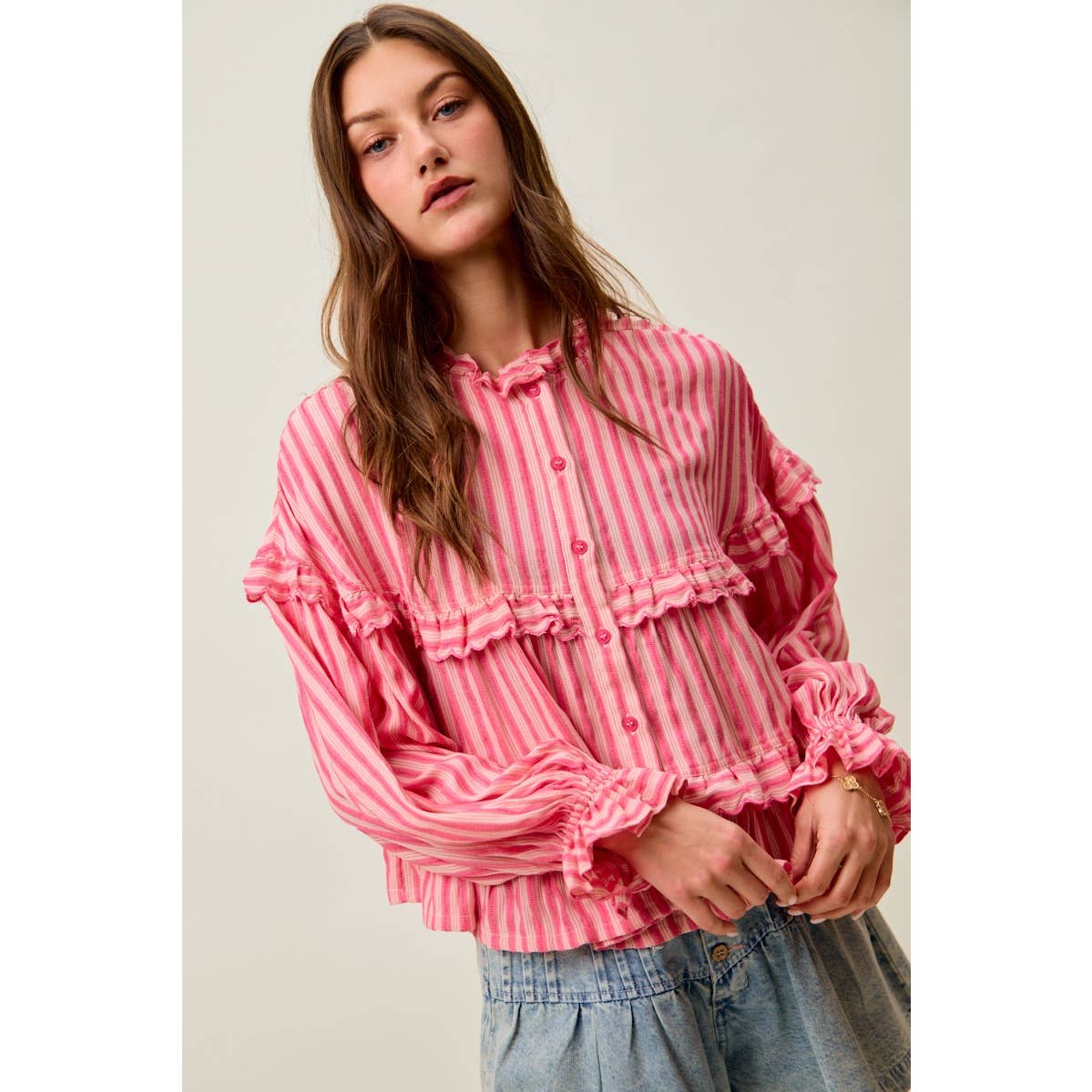 VARIEGATED STRIPE REVERSIBLE FLOWY BOHO TOP