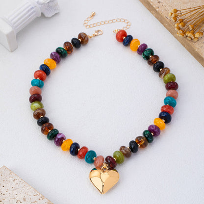 Multicolor Rochelle Bead Heart Pendant Necklace sm
