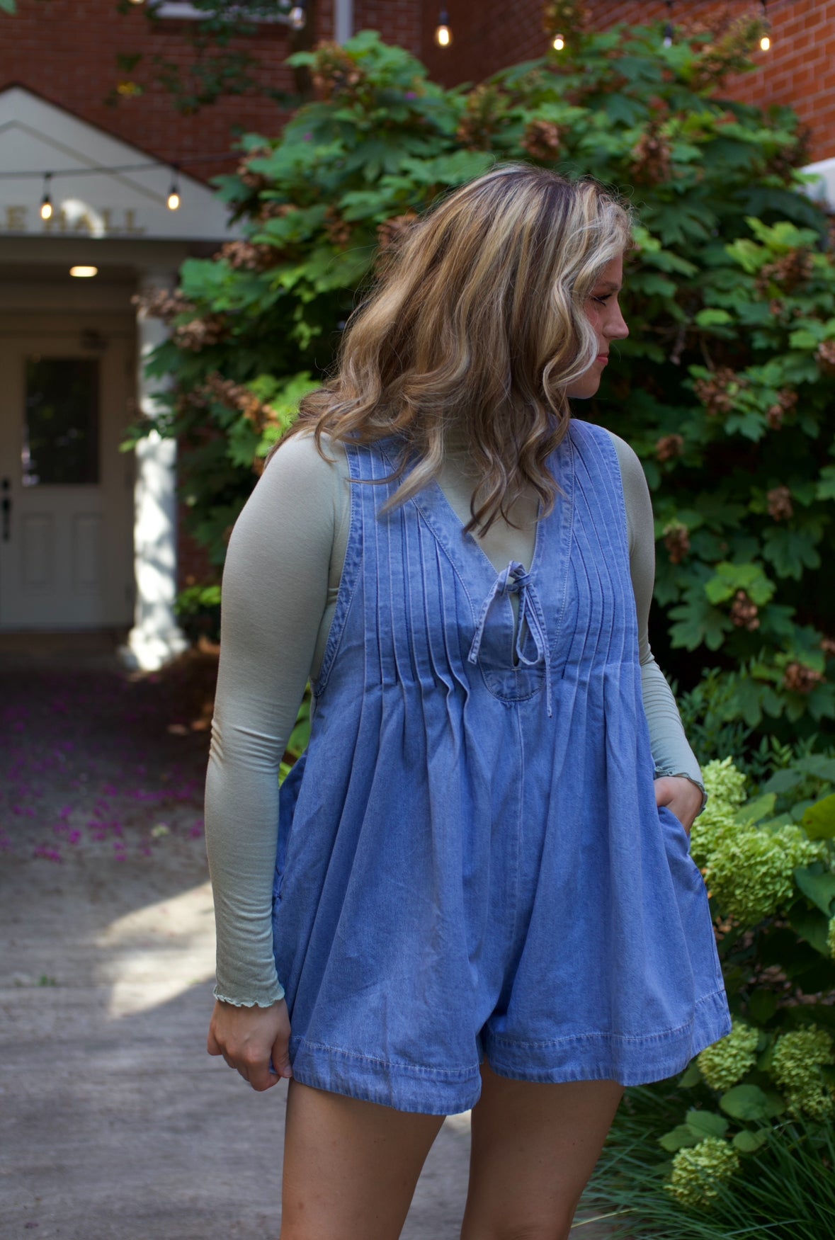 Tie-Front Denim Romper