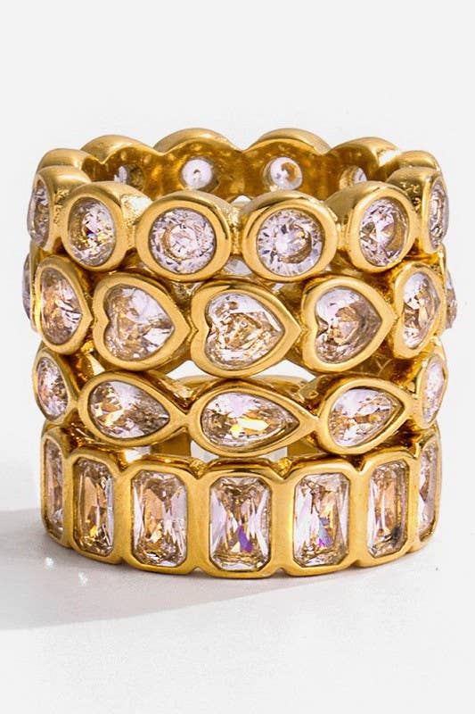 Gold Multi-Shape Eternity Stack Rings