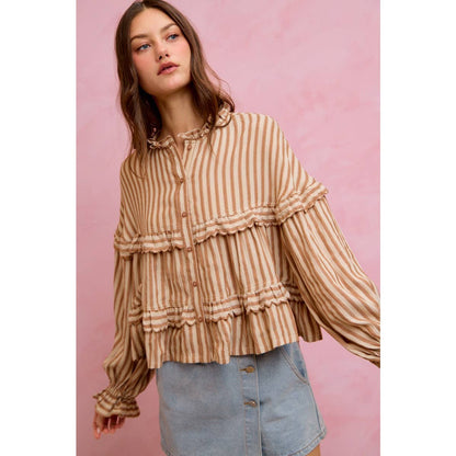 VARIEGATED STRIPE REVERSIBLE FLOWY BOHO TOP
