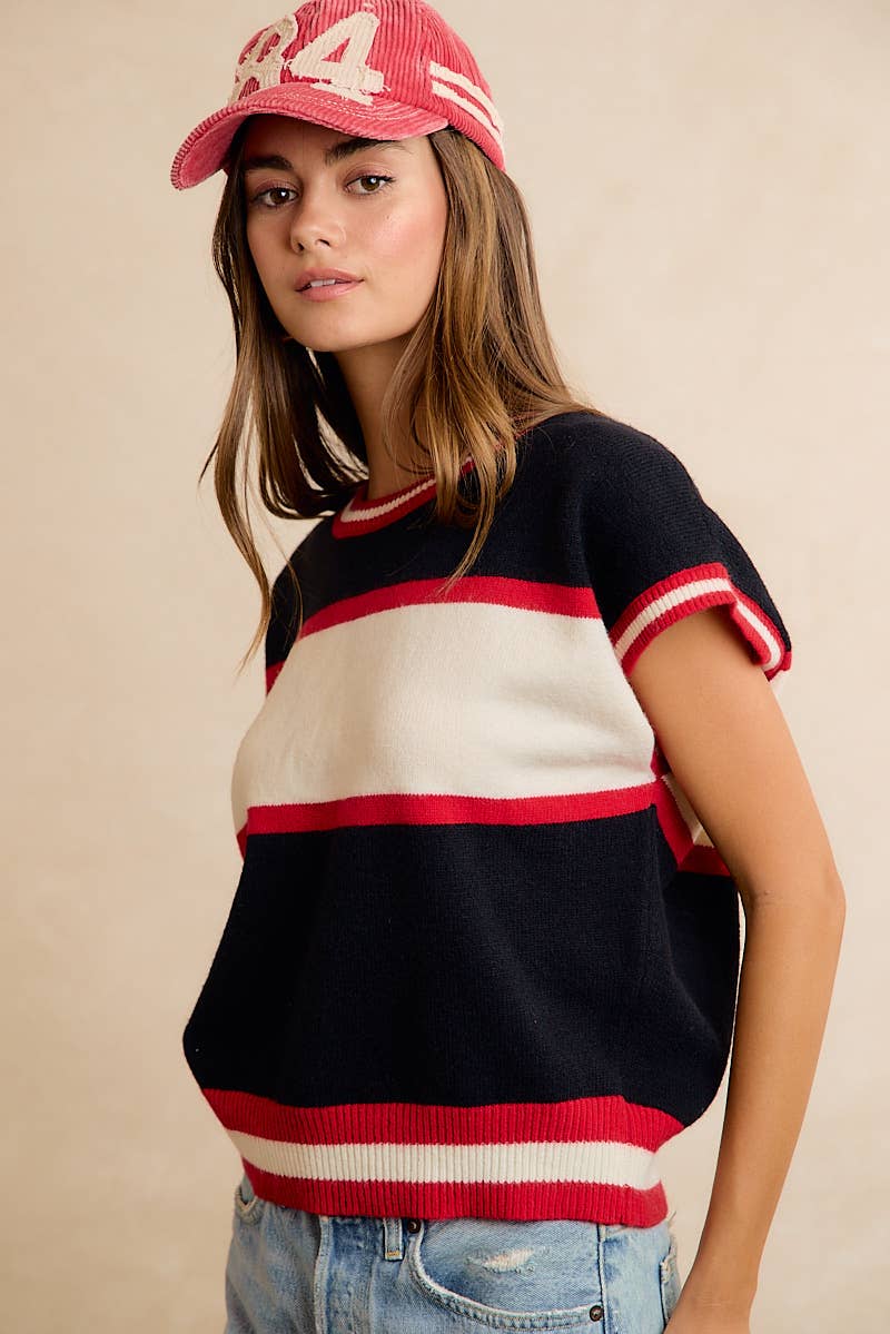 GAMEDAY THEME COLORBLOCK REALXED FIT KNIT TOP