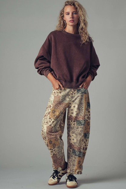 Boho Patchwork Wide Leg Pants