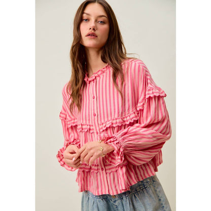 VARIEGATED STRIPE REVERSIBLE FLOWY BOHO TOP