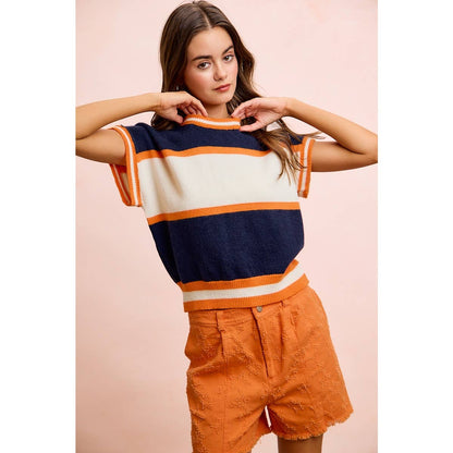 GAMEDAY THEME COLORBLOCK REALXED FIT KNIT TOP