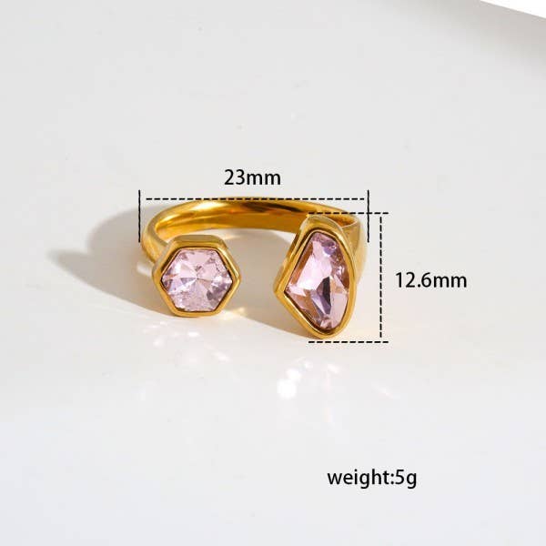 18K STAINLESS STEEL TARNISH FREE  RHINESTONE RING