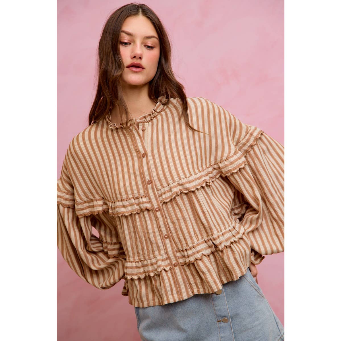VARIEGATED STRIPE REVERSIBLE FLOWY BOHO TOP