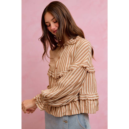 VARIEGATED STRIPE REVERSIBLE FLOWY BOHO TOP