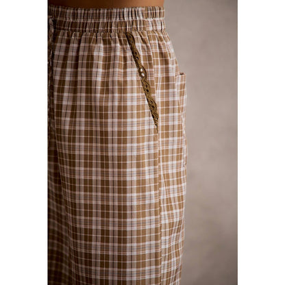 PLAID CHECK WIDE LEG PANTS