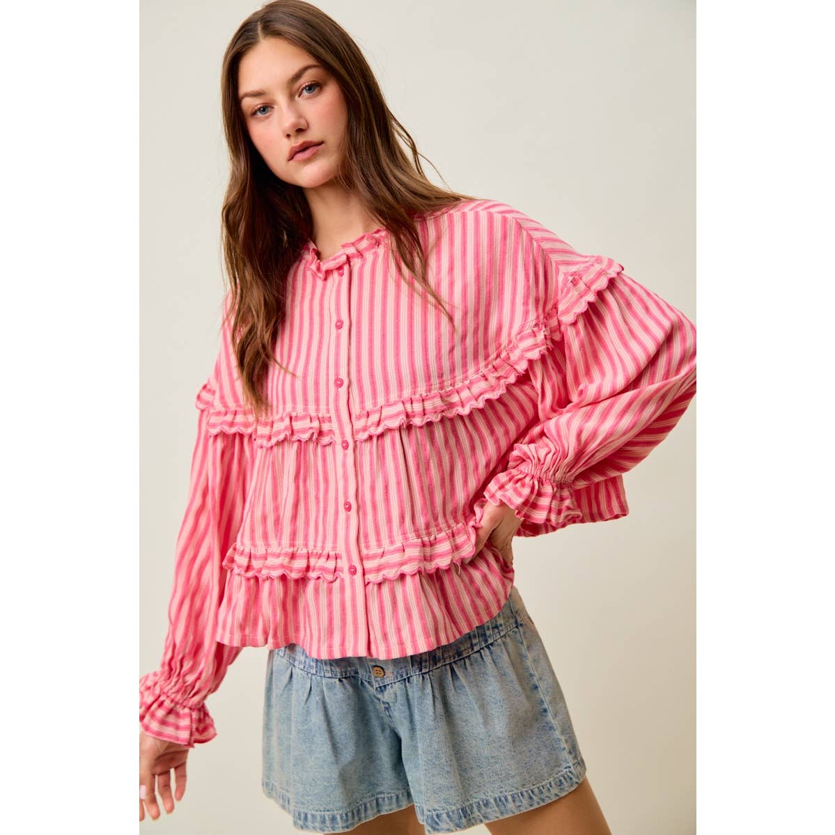 VARIEGATED STRIPE REVERSIBLE FLOWY BOHO TOP