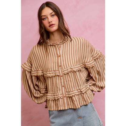 VARIEGATED STRIPE REVERSIBLE FLOWY BOHO TOP
