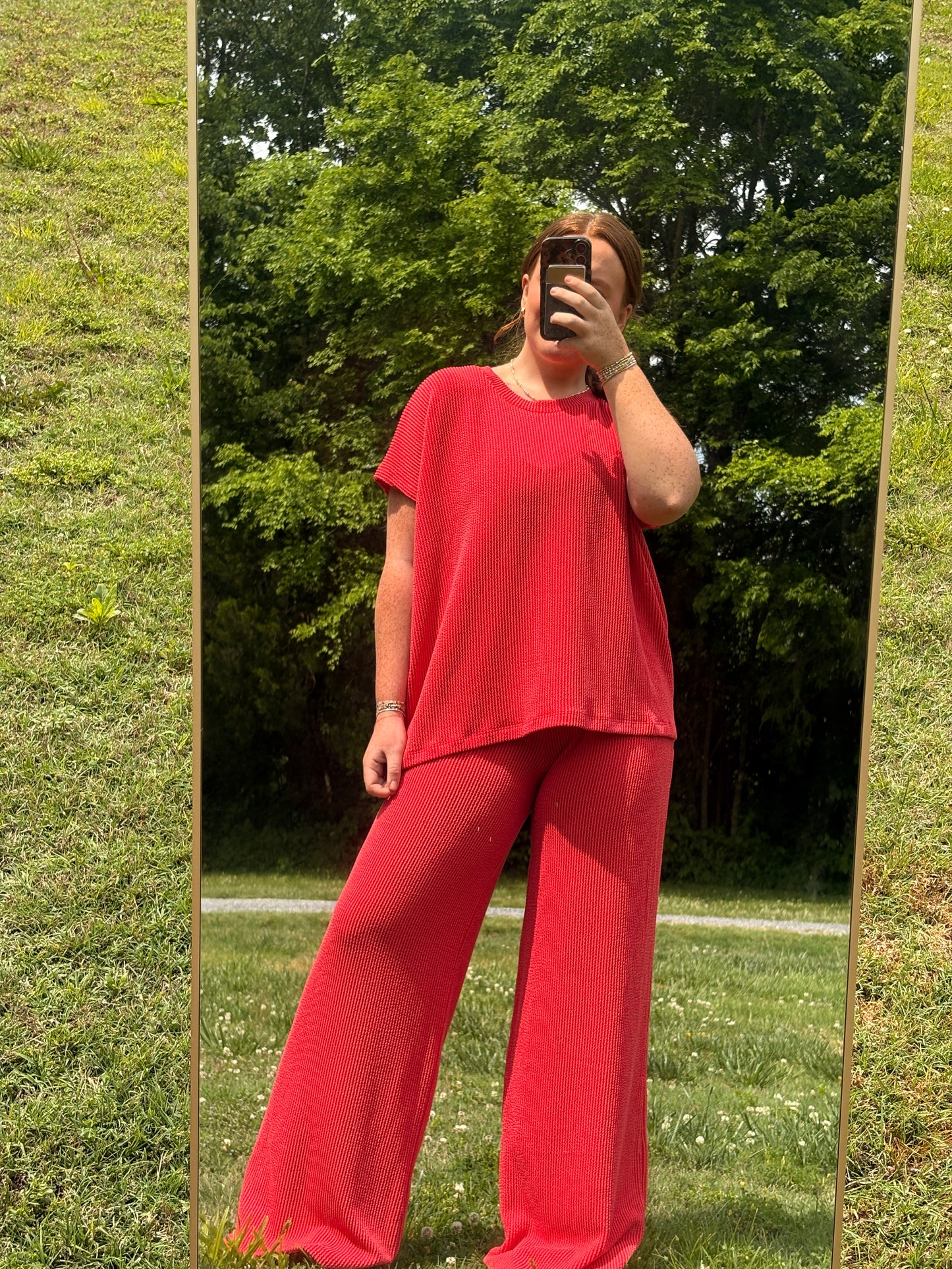 Zenana Ribbed 2-Piece Pants Set