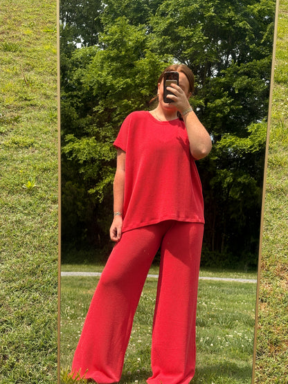 Zenana Ribbed 2-Piece Pants Set