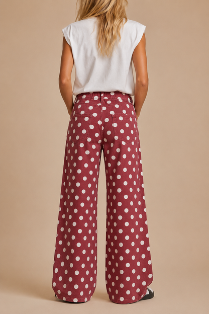 POLKDADOT DENIM RELAXED FIT JEANS