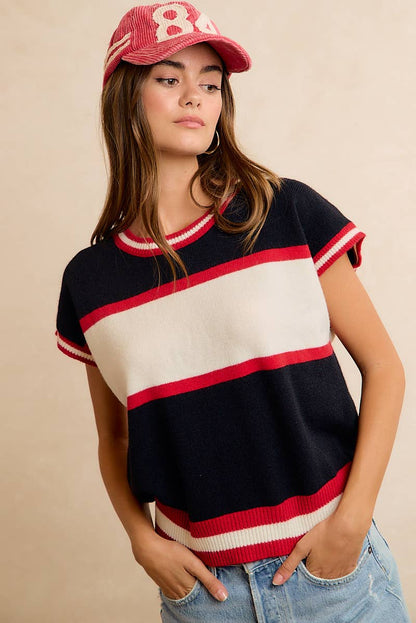 GAMEDAY THEME COLORBLOCK REALXED FIT KNIT TOP