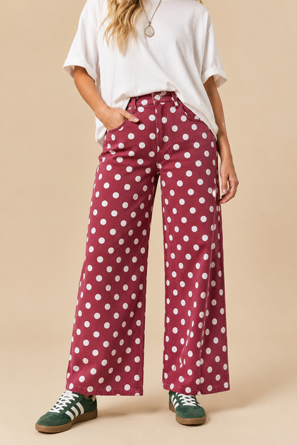 POLKDADOT DENIM RELAXED FIT JEANS