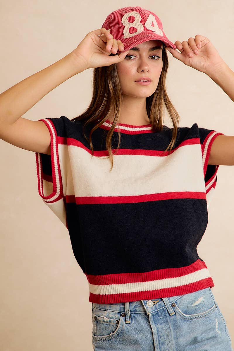 GAMEDAY THEME COLORBLOCK REALXED FIT KNIT TOP