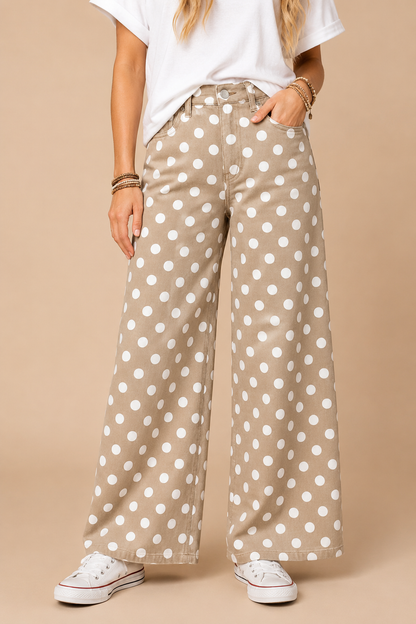 POLKDADOT DENIM RELAXED FIT JEANS