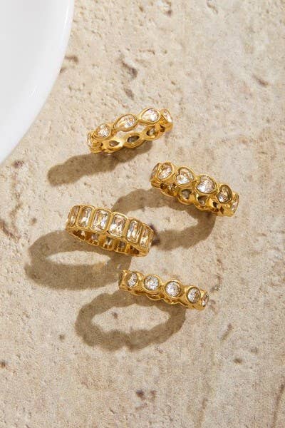 Gold Multi-Shape Eternity Stack Rings