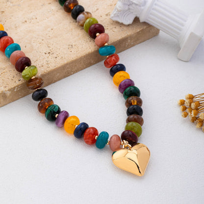 Multicolor Rochelle Bead Heart Pendant Necklace sm