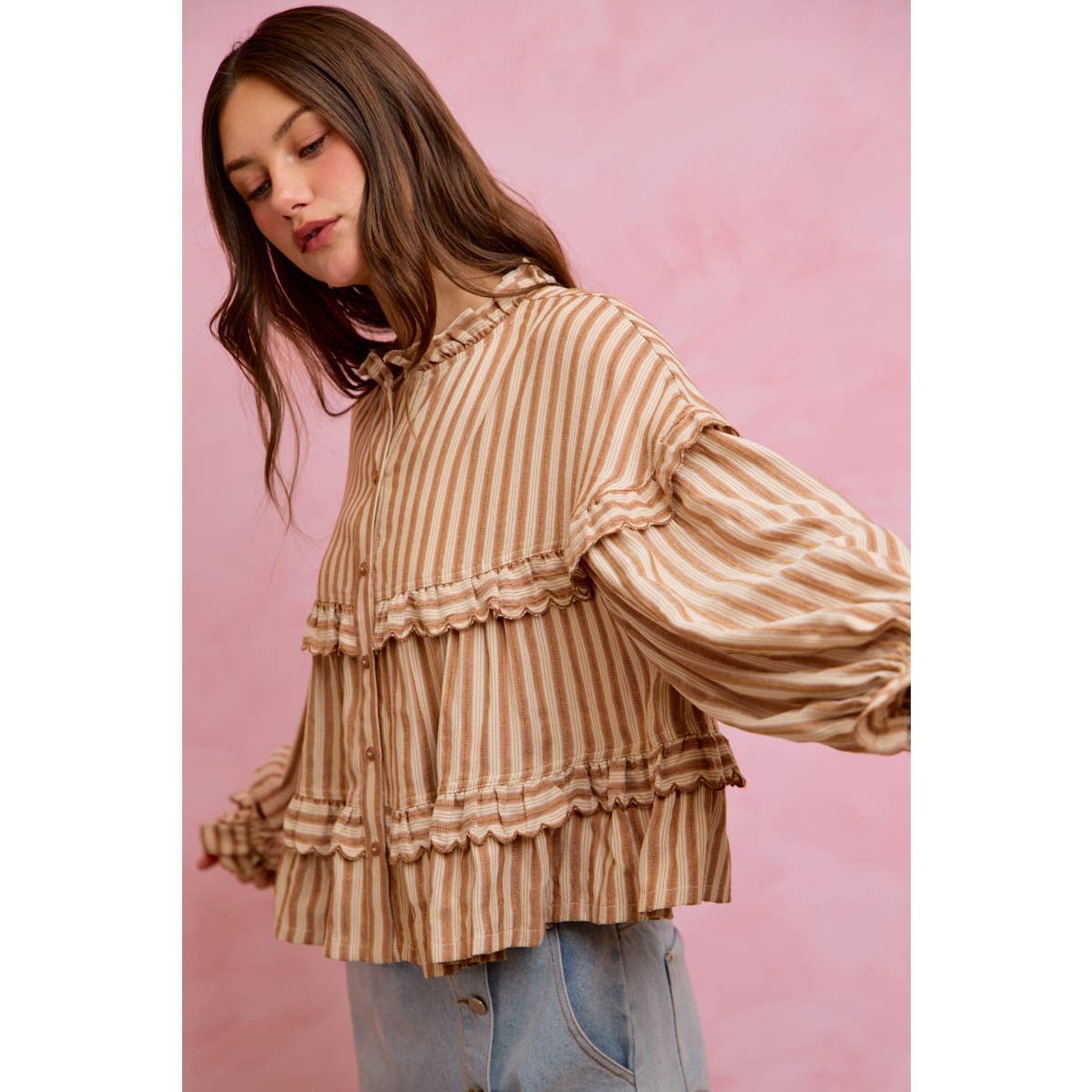 VARIEGATED STRIPE REVERSIBLE FLOWY BOHO TOP