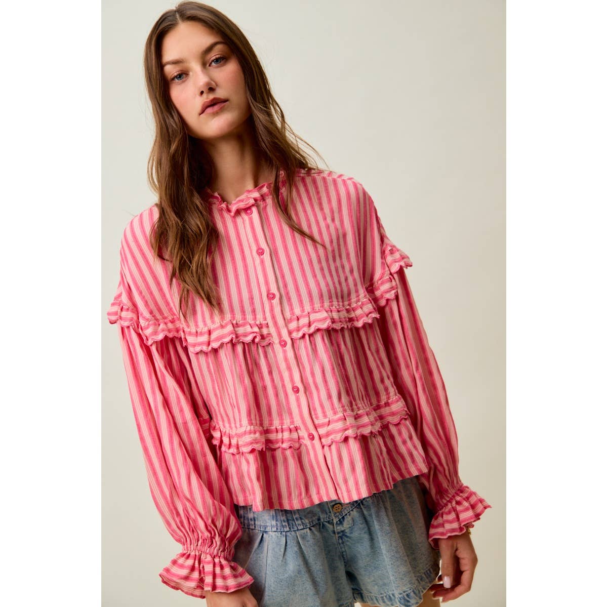 VARIEGATED STRIPE REVERSIBLE FLOWY BOHO TOP
