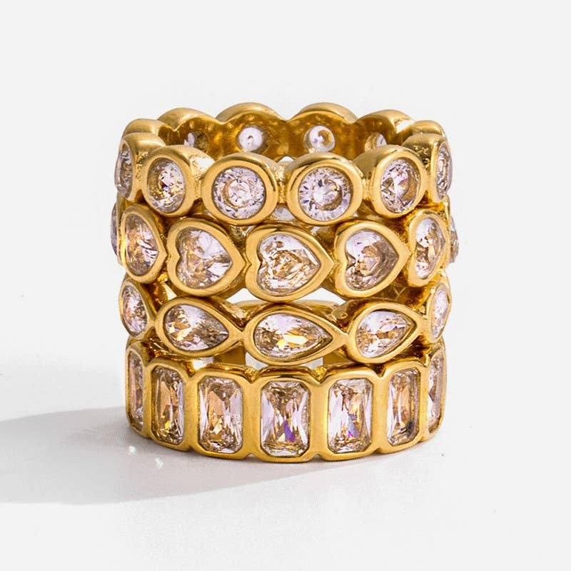 Gold Multi-Shape Eternity Stack Rings