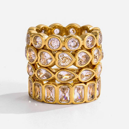 Gold Multi-Shape Eternity Stack Rings