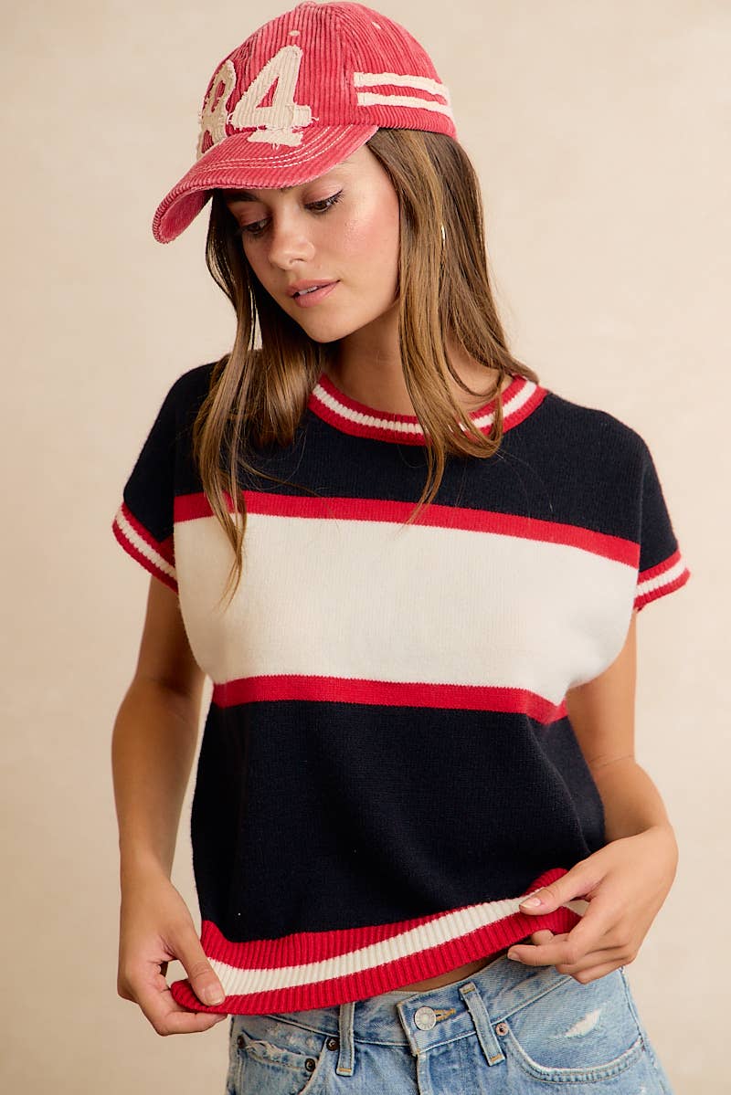GAMEDAY THEME COLORBLOCK REALXED FIT KNIT TOP
