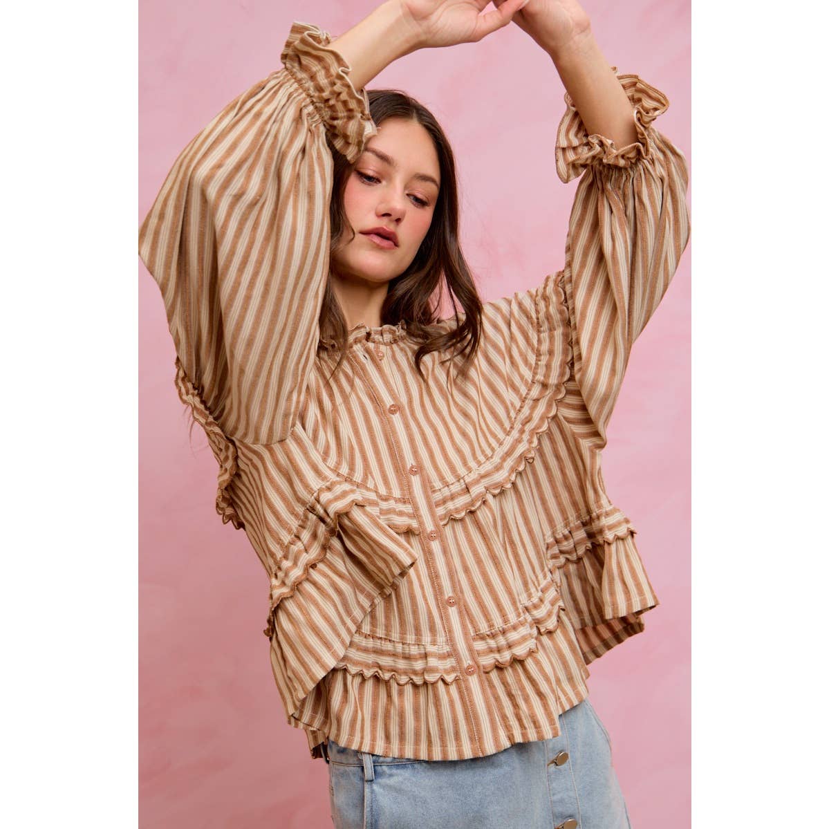VARIEGATED STRIPE REVERSIBLE FLOWY BOHO TOP