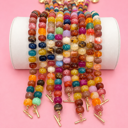 MULTI BEADED HEART CHARM NECKLACE