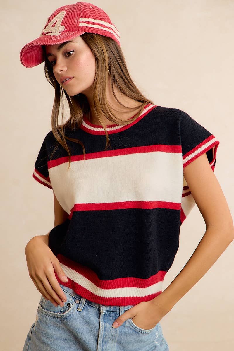 GAMEDAY THEME COLORBLOCK REALXED FIT KNIT TOP