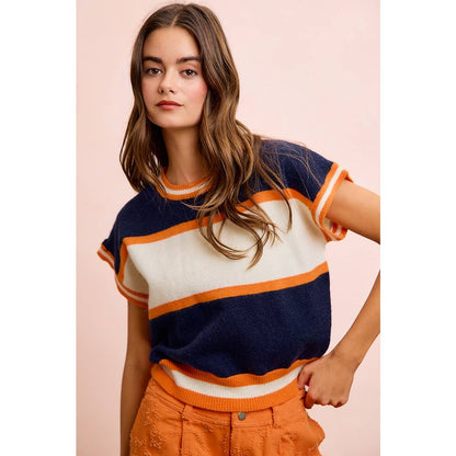 GAMEDAY THEME COLORBLOCK REALXED FIT KNIT TOP