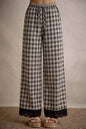 PLAID CHECK WIDE LEG PANTS