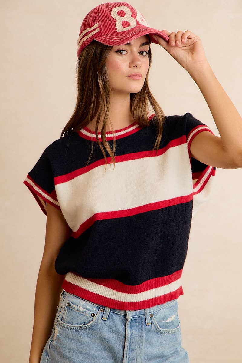 GAMEDAY THEME COLORBLOCK REALXED FIT KNIT TOP