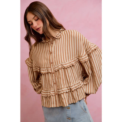 VARIEGATED STRIPE REVERSIBLE FLOWY BOHO TOP