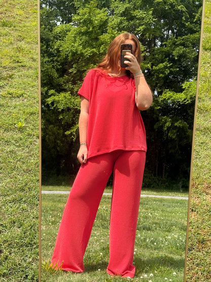 Zenana Ribbed 2-Piece Pants Set