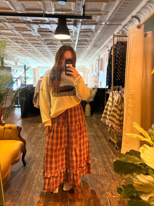 Harvest Plaid Tiered Skirt