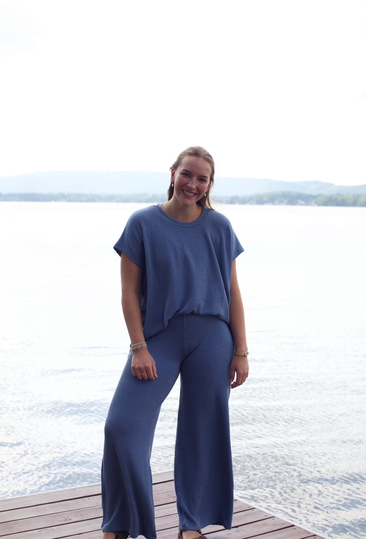 Zenana Ribbed 2-Piece Pants Set
