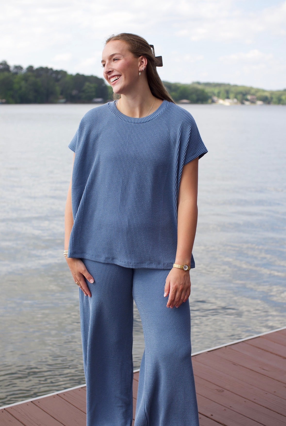 Zenana Ribbed 2-Piece Pants Set