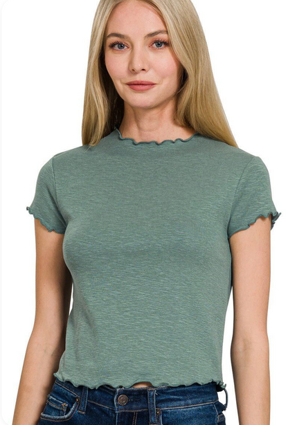 Zenana Lettuce Trim Baby Tee